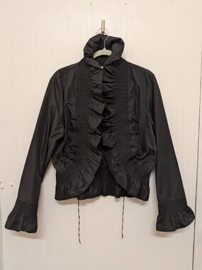 Olsen Ruffled High Neck Jacket Black Size 12